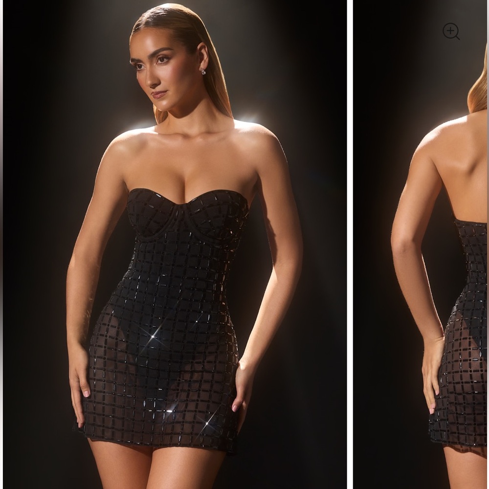 Oh Polly | Black Sheer Loretta Mini Dress